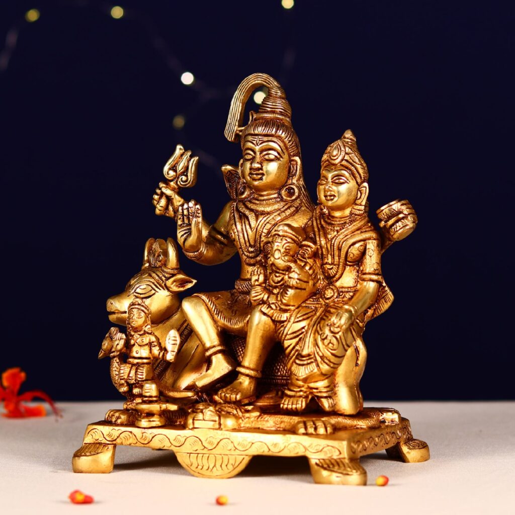 Brass shiva family statue height 9 inches - devsabha