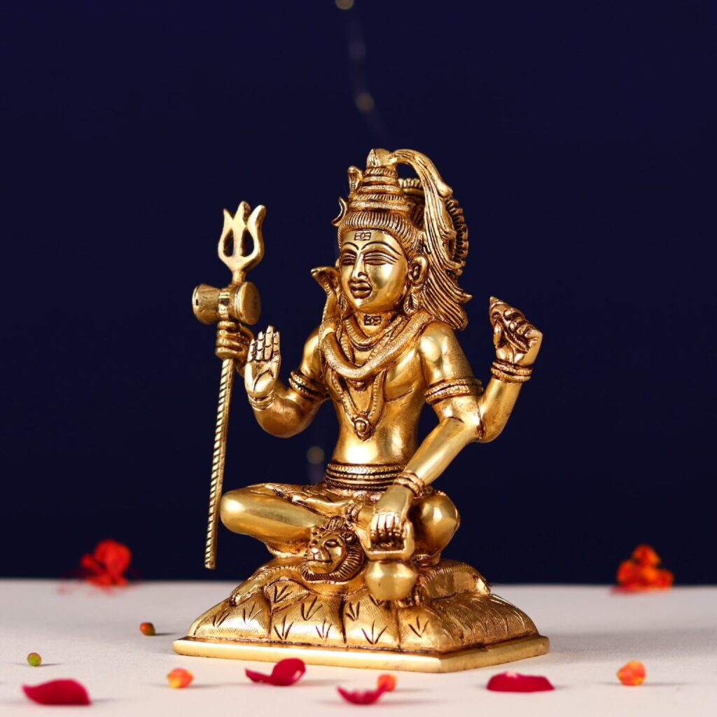 Brass lord shiva statue height 8.8 inch - devsabha